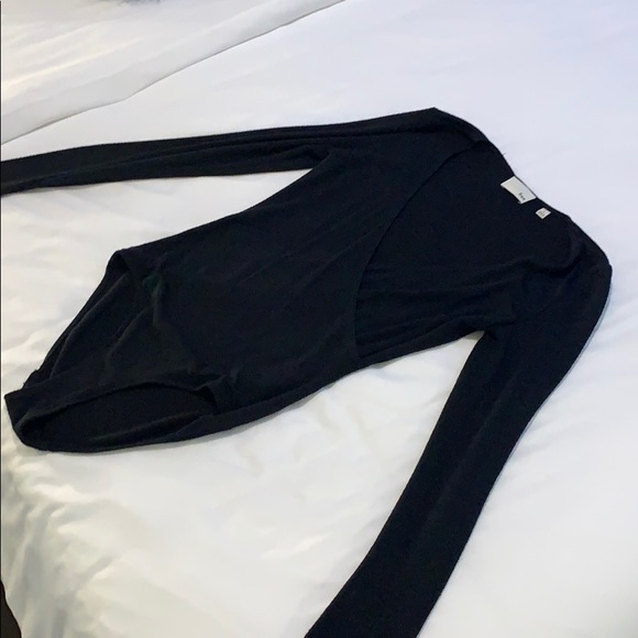 Black Deep-V Longsleeve Aritzia Bodysuit - Picture 4 of 4